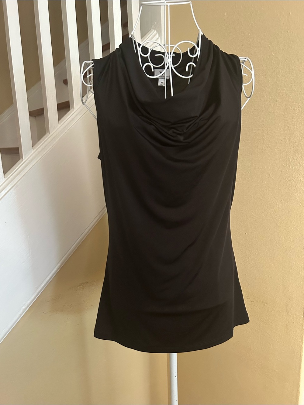 Worthington Black Draped Cowl Neck Sleeveless Top